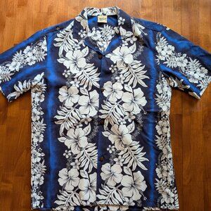 Royal Creations Blue and White Hawaiian Shirt